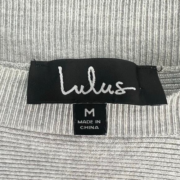 Lulus All Wrapped Up Sweater Womens M Gray Ribbed Knit Dolman Sleeve Cozy Top - Picture 10 of 13